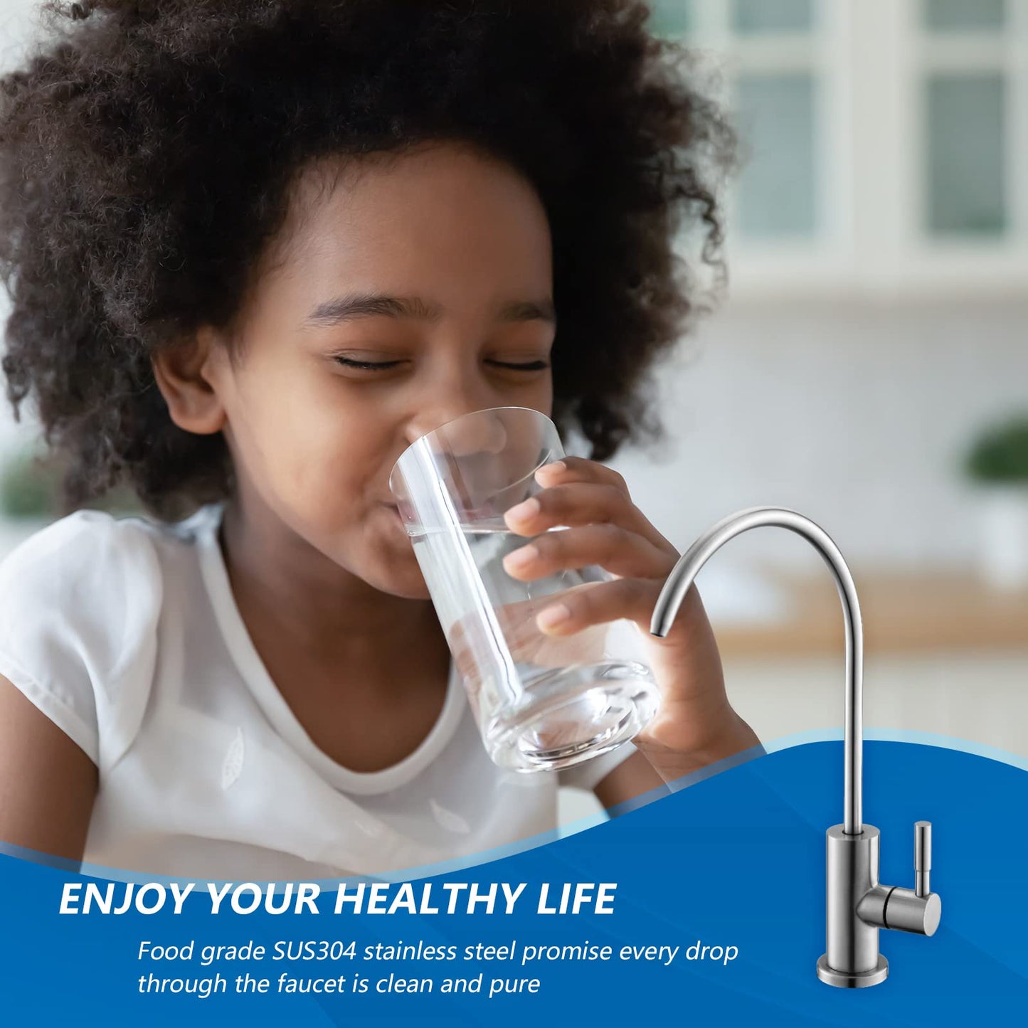 WEWE Grifo de Agua Potable para Fregadero (Níquel Cepillado)