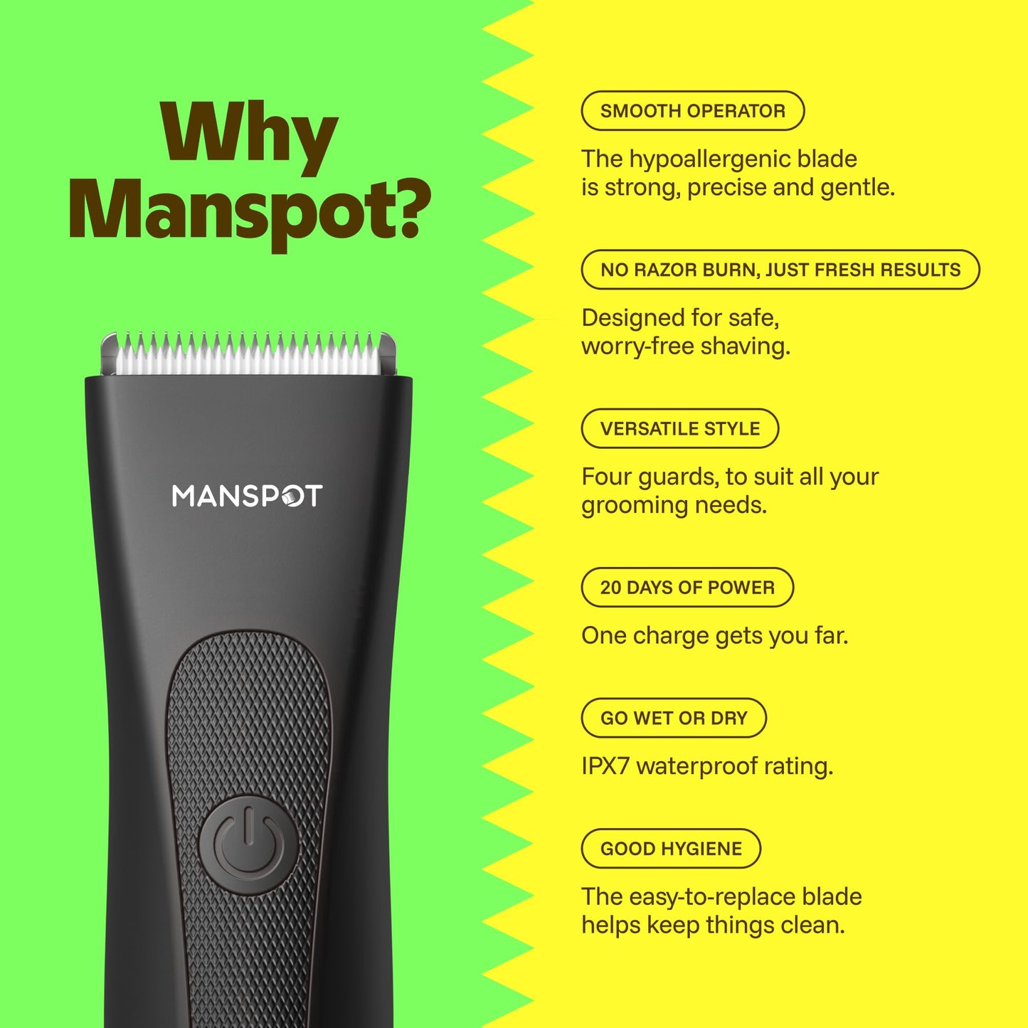 MANSPOT Recortadora de Vello Corporal y de Ingle para Hombres