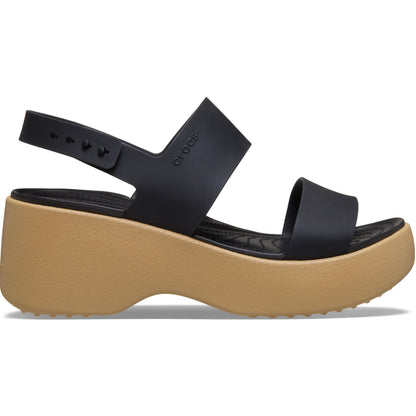 Crocs Womens Brooklyn Sky Sandals, Wedge Sandals, Black/Cashew