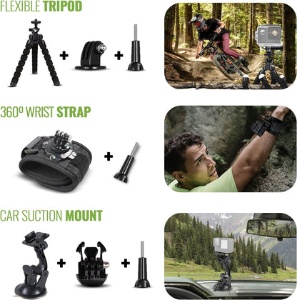 GoPro Hero (Go Pro Hero) Black Compact - Waterproof Action Camera with 4K Ultra HD Video, 12MP Photos, Stabilization + 50-in-1 Accessory Kit + 64GB Card + More