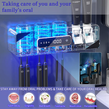 Dispensador de Pasta de Dientes Automático y Soporte de Cepillos (Gris)