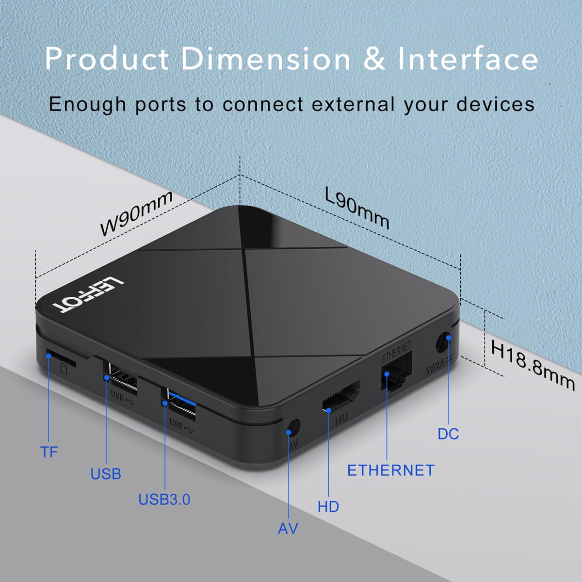 LEFFOT Dispositivo de Streaming TV Box Android 14.0 (16GB ROM / 2GB RAM)
