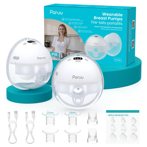 Paruu Extractor de Leche Manos Libres P16 (Paquete de 2 / Blanco)