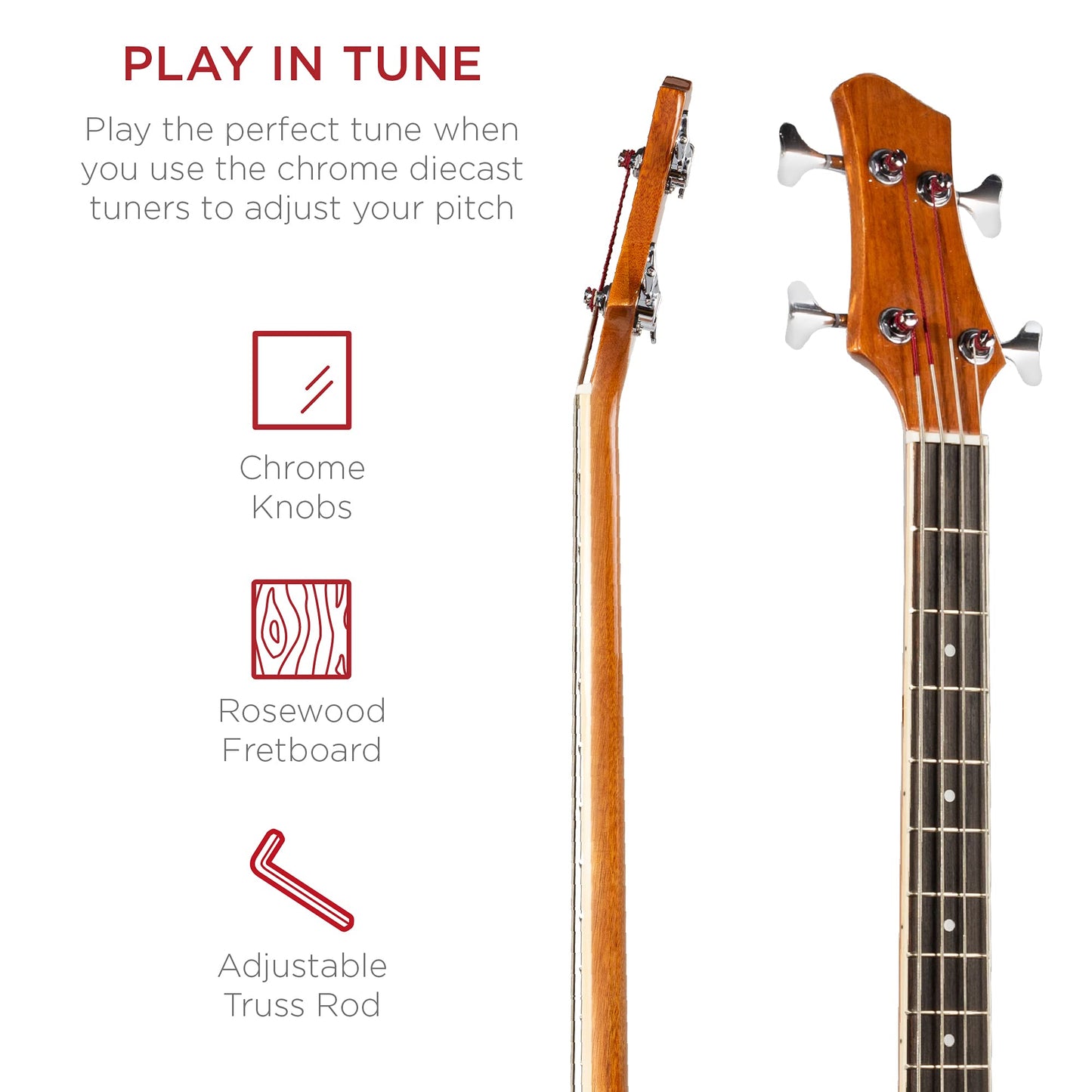 Best Choice Products Bajo Electroacústico (Natural / 4 Cuerdas)