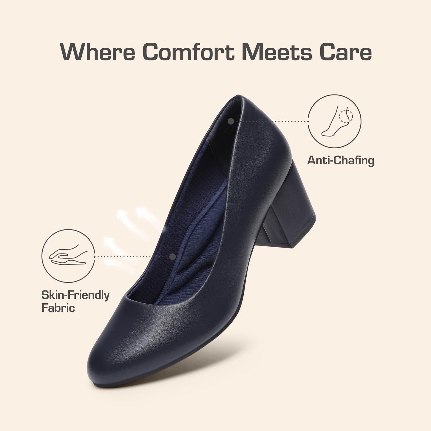 DREAM PAIRS Women's Pumps Low Chunky Block Heel Dress Shoes Closed Round Toe Comfortable Heels, Navy-Pu, SDPU2462W