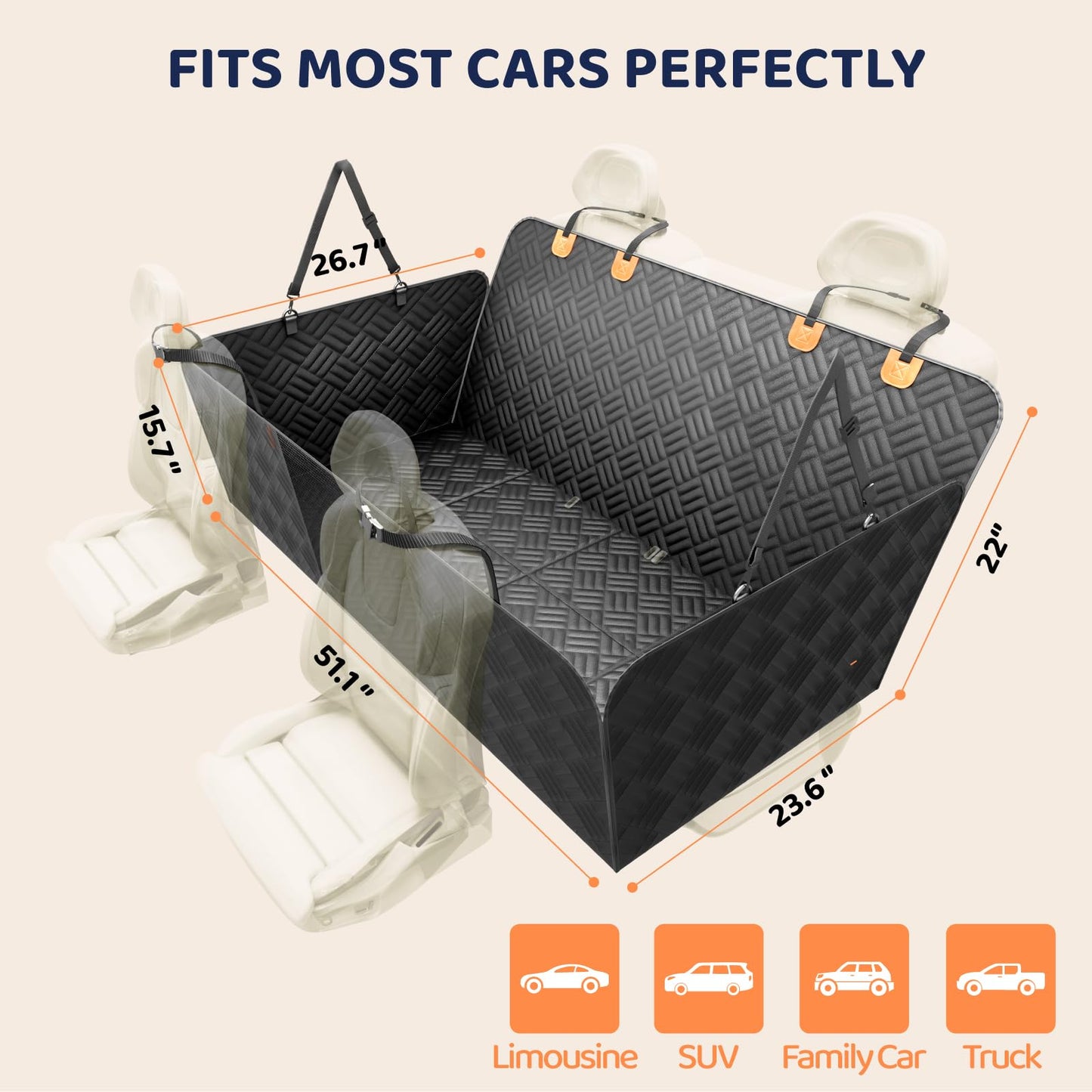 PROZAR Funda Extensora de Asiento Trasero para Perros (51")