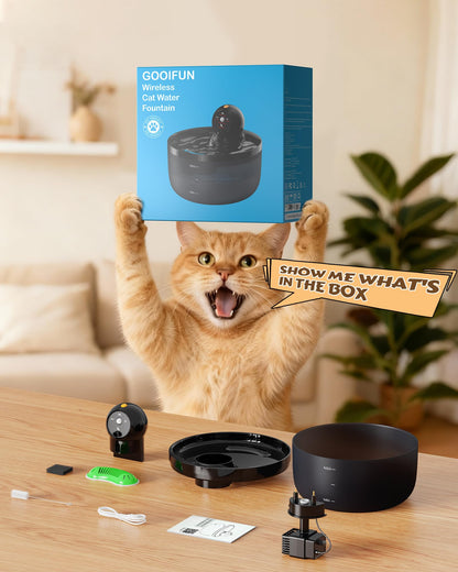 GOOIFUN Fuente de Agua a Batería para Gatos (2.6L / 88oz)