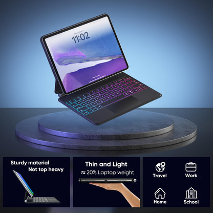 doqo Funda con Teclado Inalámbrico Retroiluminado para iPad (Negro)