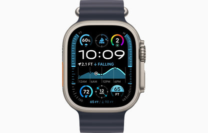 Apple Watch Ultra 2 [GPS + Cellular, 49mm] - Titanium Case with Blue Ocean Band, One Size (Renewed)