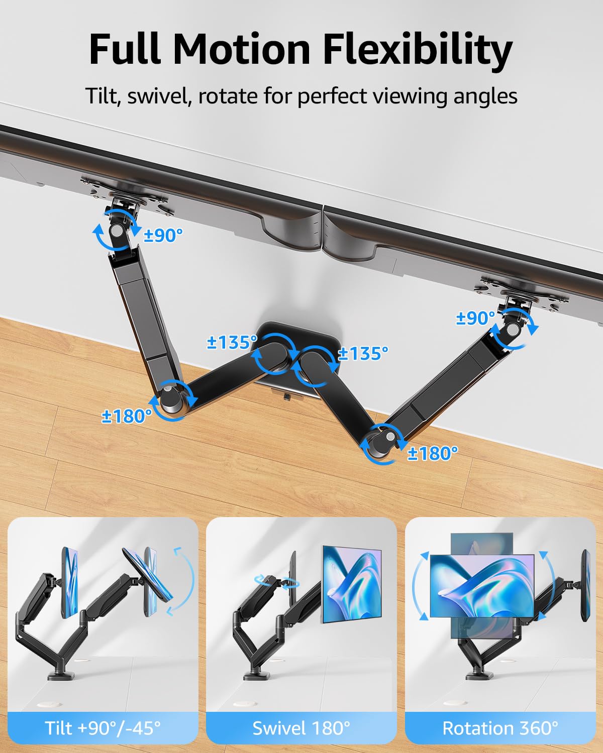 MOUNTUP Soporte para Monitor Dual (Altura Ajustable)