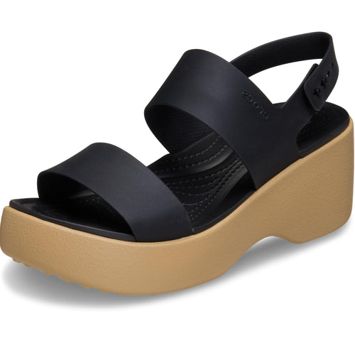 Crocs Womens Brooklyn Sky Sandals, Wedge Sandals, Black/Cashew