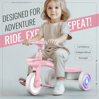 SEREED Triciclo para Niños Pequeños con Iluminación Colorida (Pink)
