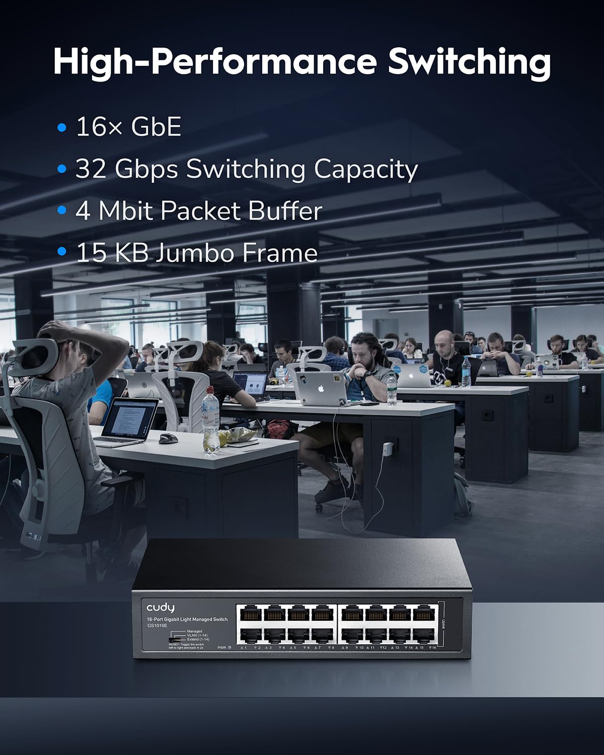Cudy Switch Gigabit Smart Managed de 16 Puertos GS1016E
