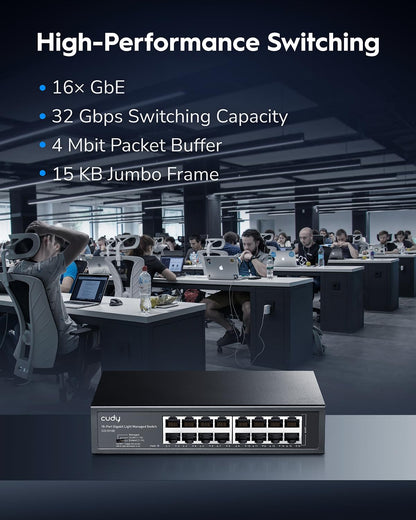 Cudy Switch Gigabit Smart Managed de 16 Puertos GS1016E