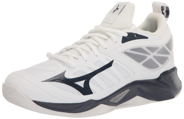 Mizuno Women's Wave Dimension Volleyball Shoe, White-Navy