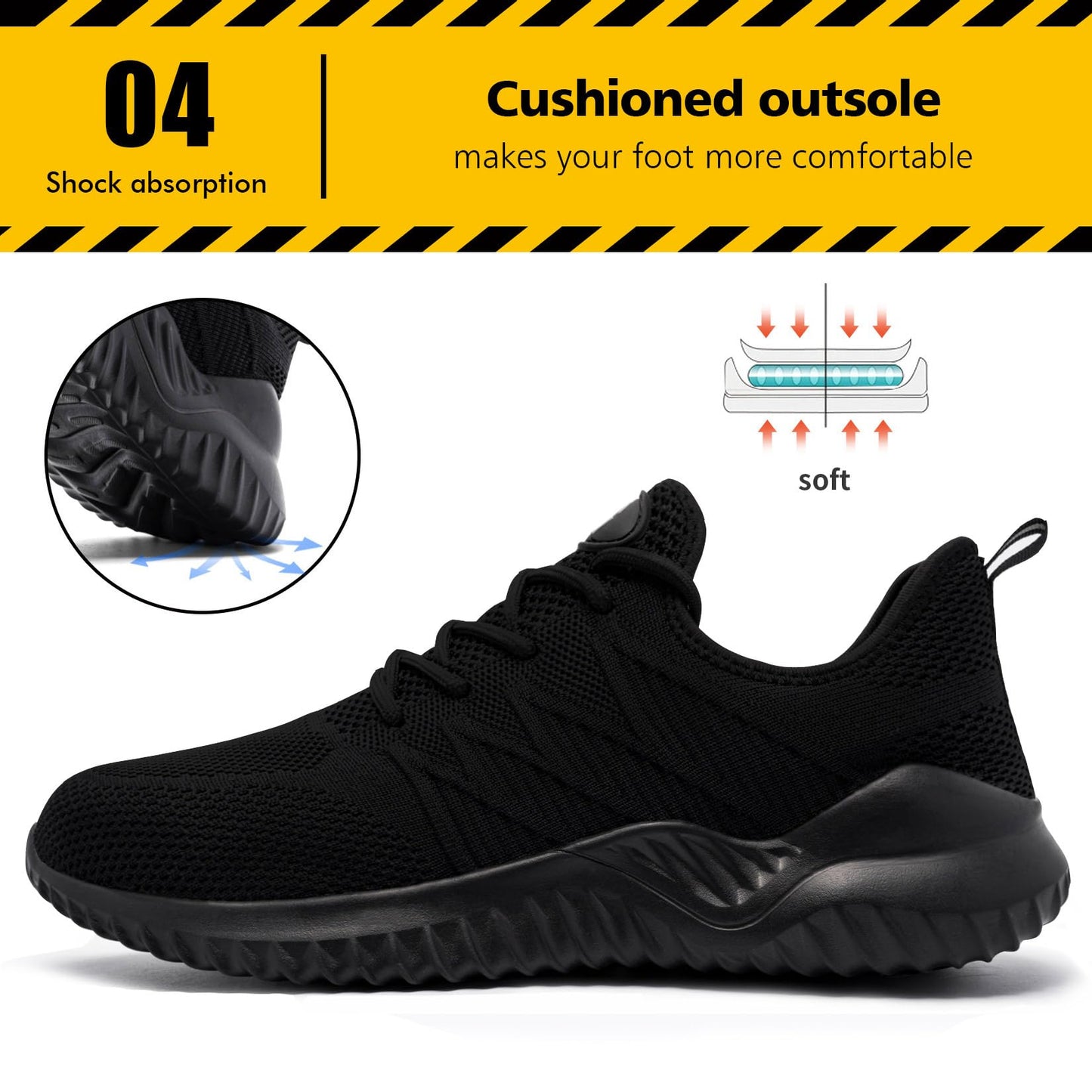 Tinefiy Steel Toe Shoes for Women Lightweight Comfortable Slip Resistant Safety Work Sneakers Cushion Puncture Proof Shoes Indestructible Shoe