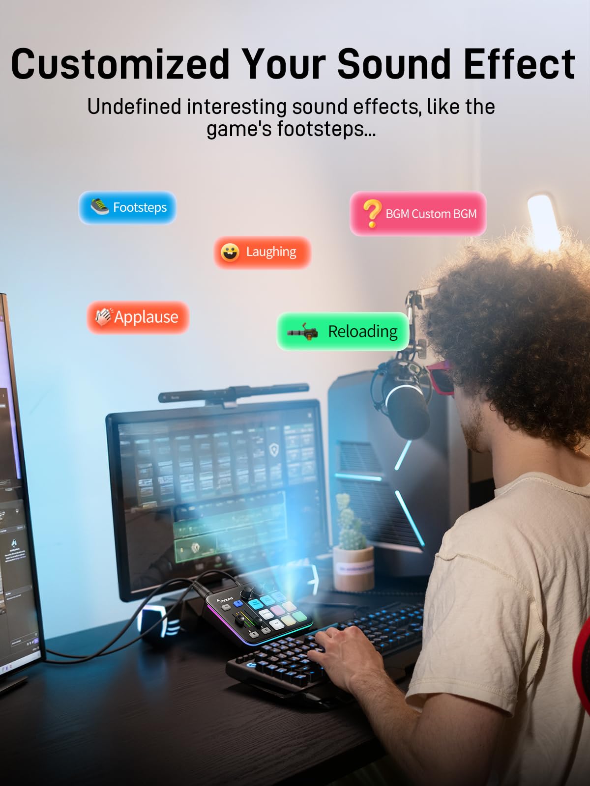MAONO Gaming Streaming Equipment Bundle: Audio Interface Mixer and XLR Dynamic Mic RGB Noise Reduction Live Streaming Podcasting MaonoCaster PD200XS&G1 NEO