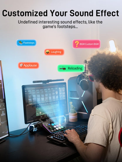 MAONO Gaming Streaming Equipment Bundle: Audio Interface Mixer and XLR Dynamic Mic RGB Noise Reduction Live Streaming Podcasting MaonoCaster PD200XS&G1 NEO