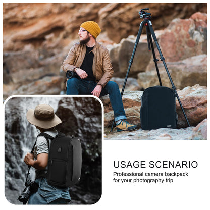 CADeN Camera Backpack Bag for DSLR/SLR Mirrorless Camera Waterproof with 15.6 inch Laptop Compartment, USB Charging Port, Tripod Holder, Rain Cover, Camera Case Compatible for Sony Canon Nikon Black L
