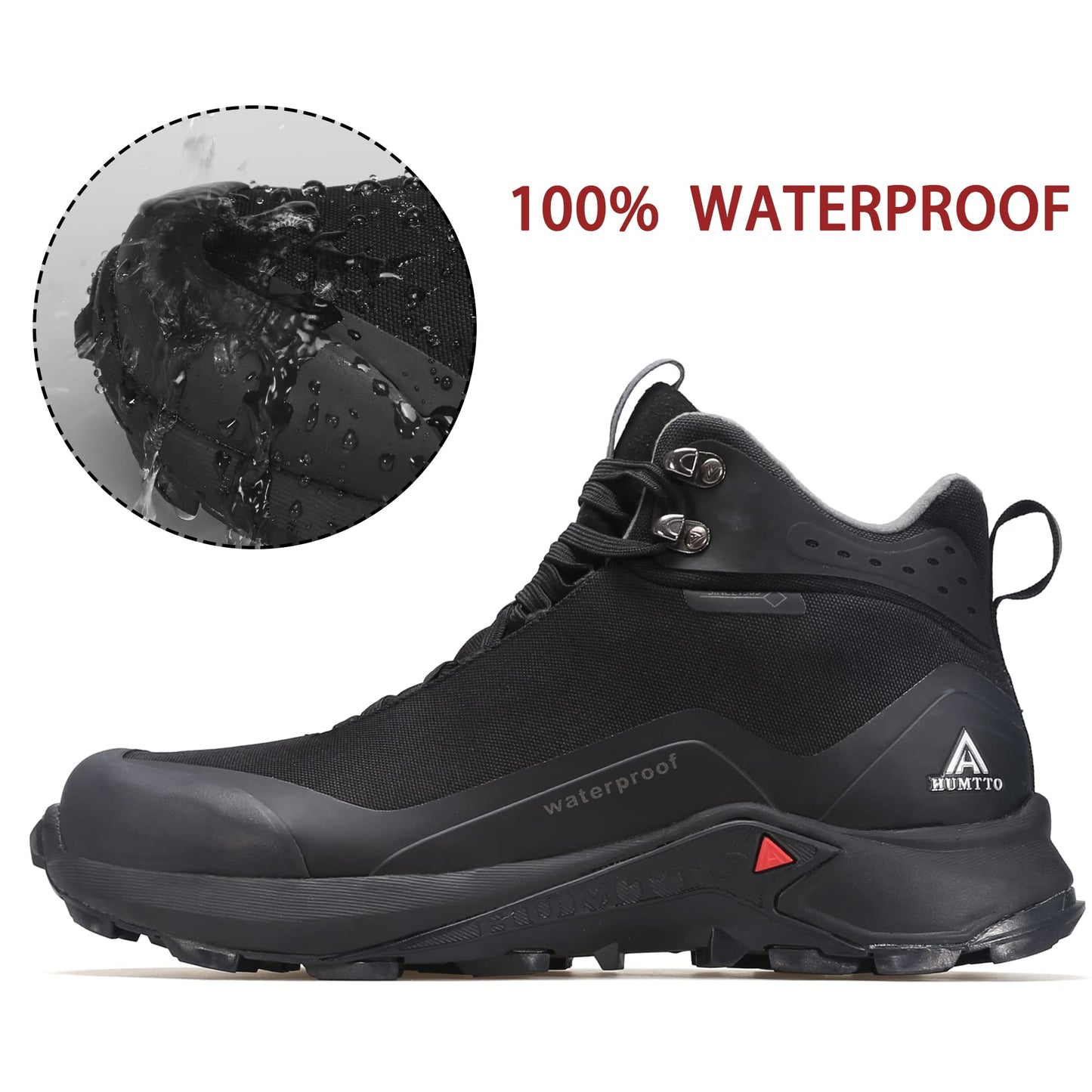 HUMTTO Men's All-Terrain Waterproof Hiking Boots Lightweight Breathable Outdoor Ankle Boots Trekking Hiking Shoes 8 Black