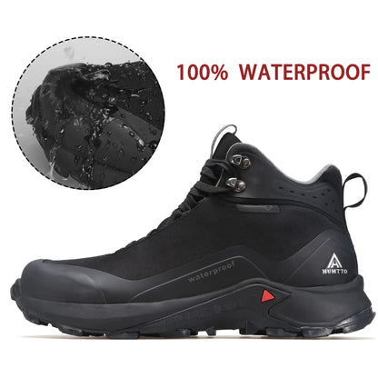 HUMTTO Men's All-Terrain Waterproof Hiking Boots Lightweight Breathable Outdoor Ankle Boots Trekking Hiking Shoes 8 Black