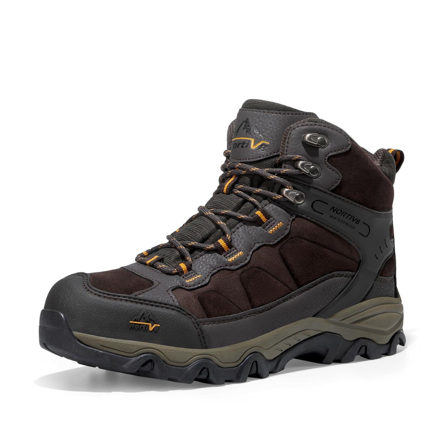 NORTIV 8 Men's Waterproof Hiking Boots Outdoor Mid Trekking Lightweight Mountaineering Shoes Paladin,Size 6.5,Brown,JS19004M