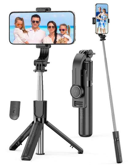Trípode y Palo Selfie Portátil Extensible 4 en 1 (Soporte Giratorio 360°)