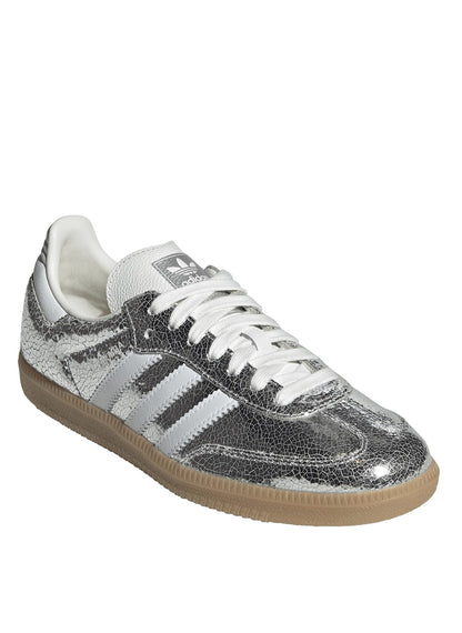 Adidas Samba OG Womens Sneaker (Silver Metallic Cracked Leather