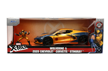 Jada Toys Marvel Wolverine X-Men 1:24 2020 Chevy Corvette Die-Cast Car with 2.75" Wolverine Figure