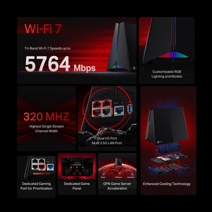 TP-Link Router Gaming Tri-Banda Wi-Fi 7 Archer GE650
