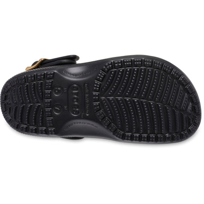 Crocs Unisex-Adult Classic Metallic Buckle Clogs, Metallic Black