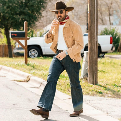 Lumeheel Cowboy Boots for Men - Western Square Toe Men's Dark Brown Boots with Classic Embroidered, Slip on Chunky Heel for Spring Fall