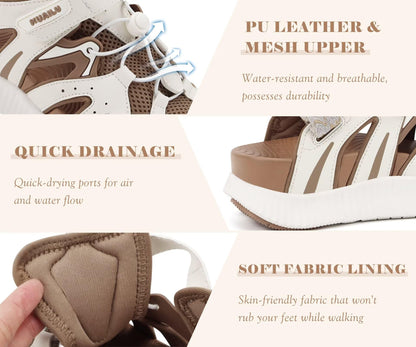 KuaiLu Womens Orthopedic Closed Toe Walking Sandals with Arch Support
