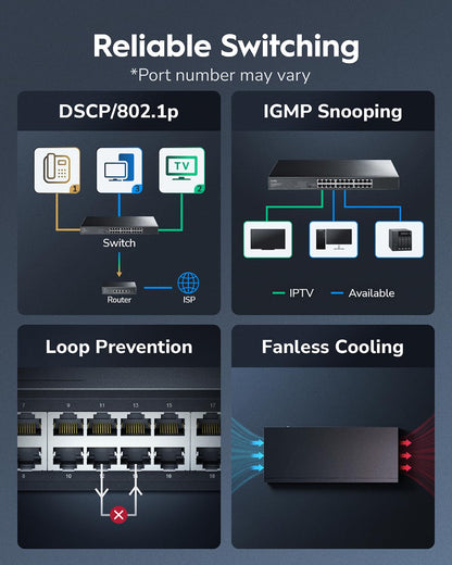 Cudy Switch Gigabit de 8 Puertos GS108E (Smart Managed / Escritorio y Pared)