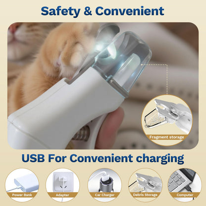 Cortauñas 2 en 1 para Perros y Gatos con Luz LED