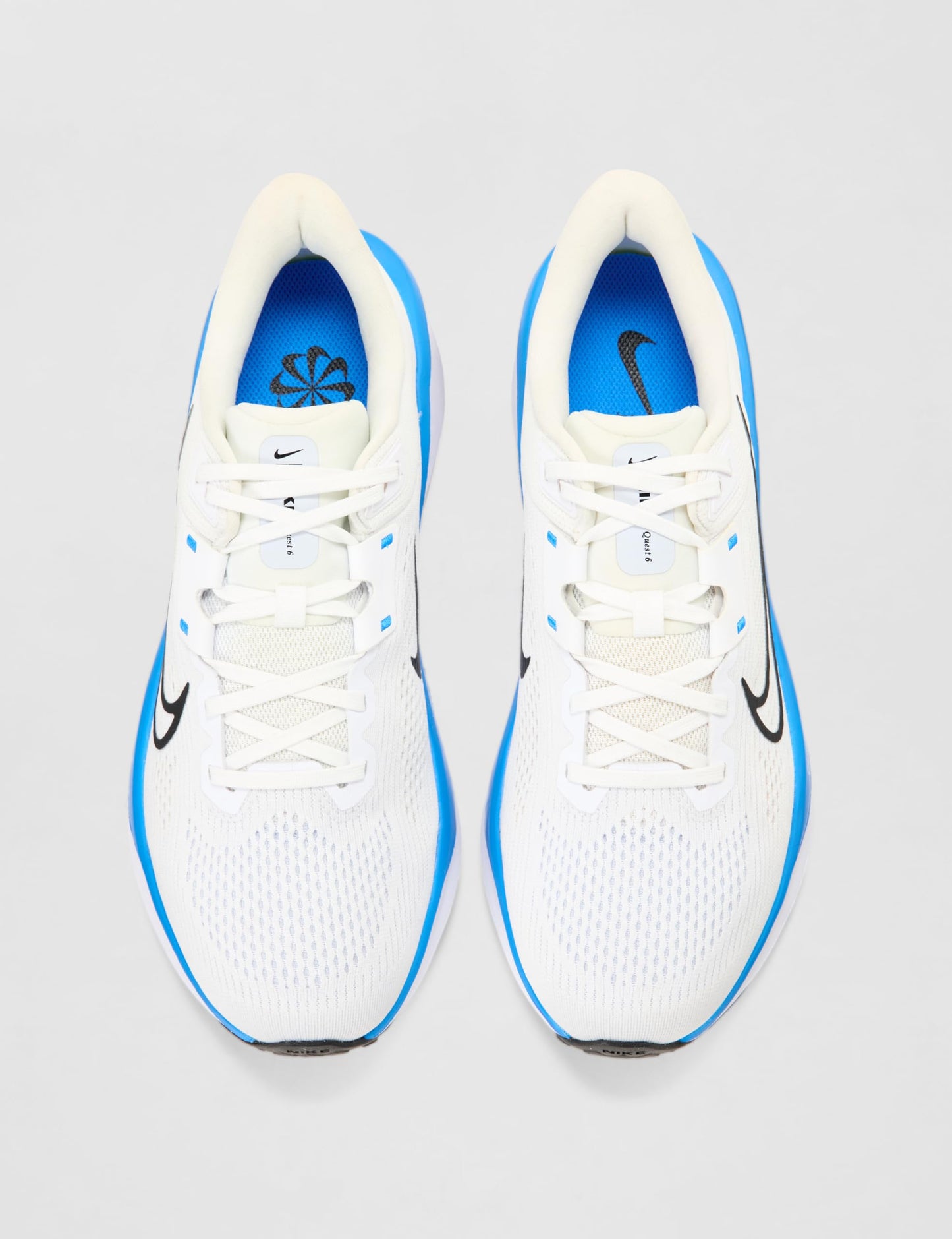 Nike Men's Quest 6 Road Running Shoes, White/Black-Blue Hero-Football Grey