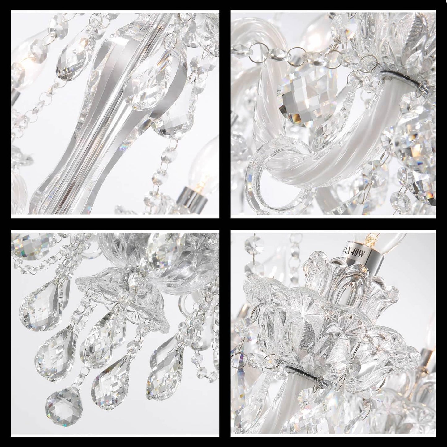 Durahonn Candelabro de Luces de Cristal Transparente (12 Luces)
