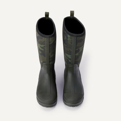 Amazon Essentials Men's Waterproof Neoprene Rubber Rain Boot, Camo/Olive