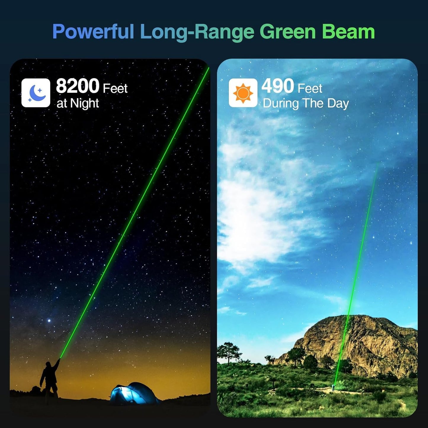 Lennoos Puntero Láser Verde Recargable por USB-C (Alta Potencia)