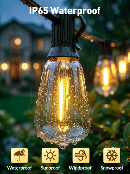 Guirnalda de Luces Solares 65ft (Exterior Impermeable / Bombilla Edison)