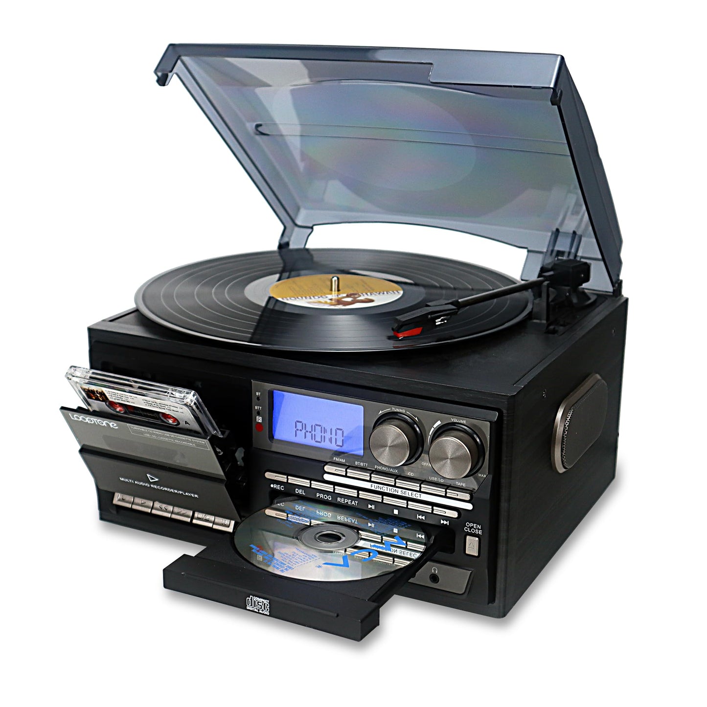 LoopTone Tocadiscos de Vinilo 10 en 1 (Negro-Gris)
