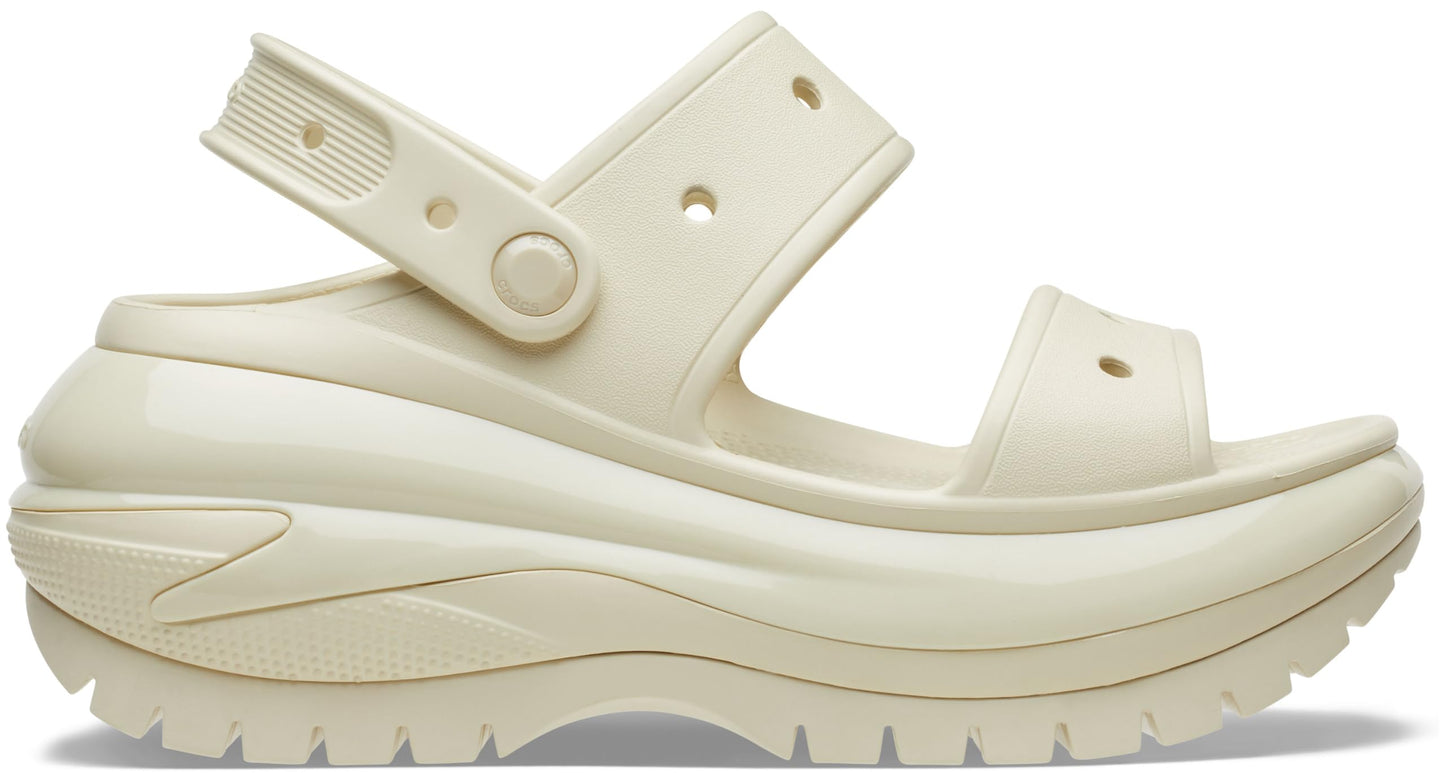 Crocs Classic Mega Crush Platform Sandals Wedge Bone