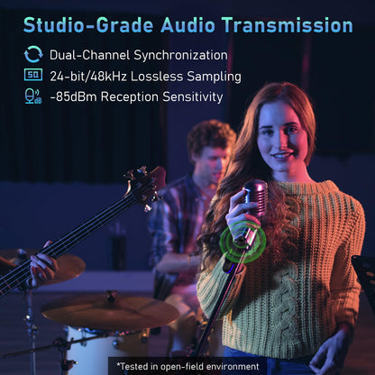 JOYO 2.4GHz Wireless Microphone System 4-Channel XLR Transmitter & Receiver Dynamic/Phantom-Powered Condenser Plug-on Adapter for PA Systems, Live Sound, Audio Mixer, Church, Studio (MW-2)