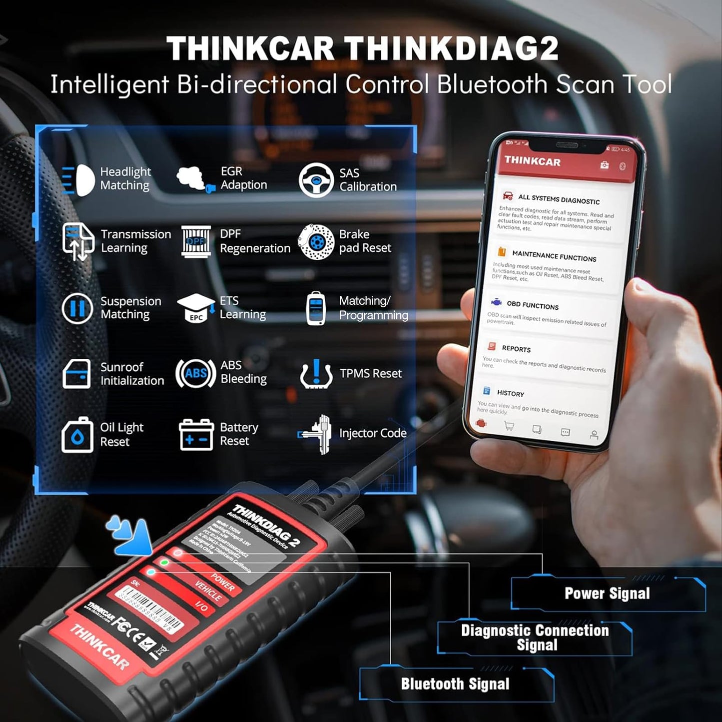Escáner de Diagnóstico Automotriz Bidireccional Thinkdiag2 (Bluetooth)