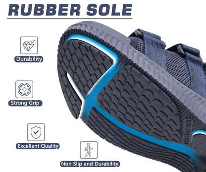 KuaiLu Mens Arch Support Hiking Sandals Orthotic Athletic Sport Recovery Walking Cushion Sandals Open Toe Summer Beach Travel Sandles Plantar Fasciitis Water Sandalias For Camping DarkBlue 9