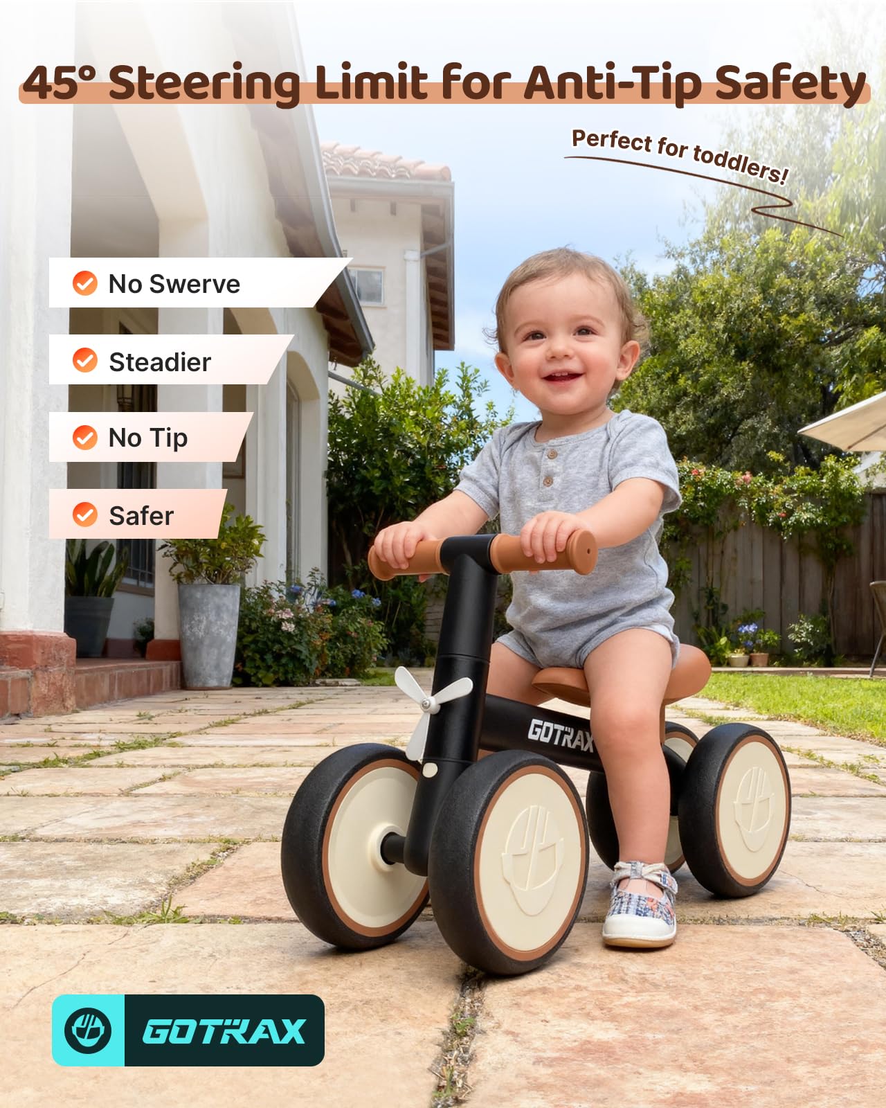 Gotrax Bicicleta de Equilibrio para Bebés de 1-2 Años (Black)