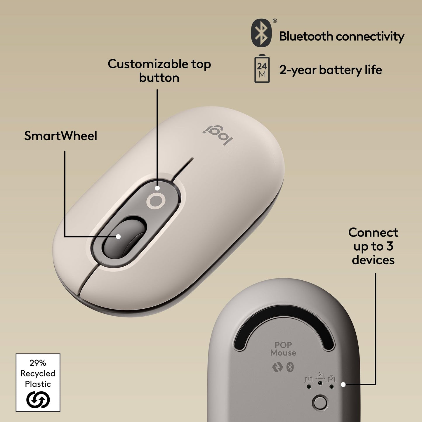 Logitech Mouse POP Inalámbrico (Mist)