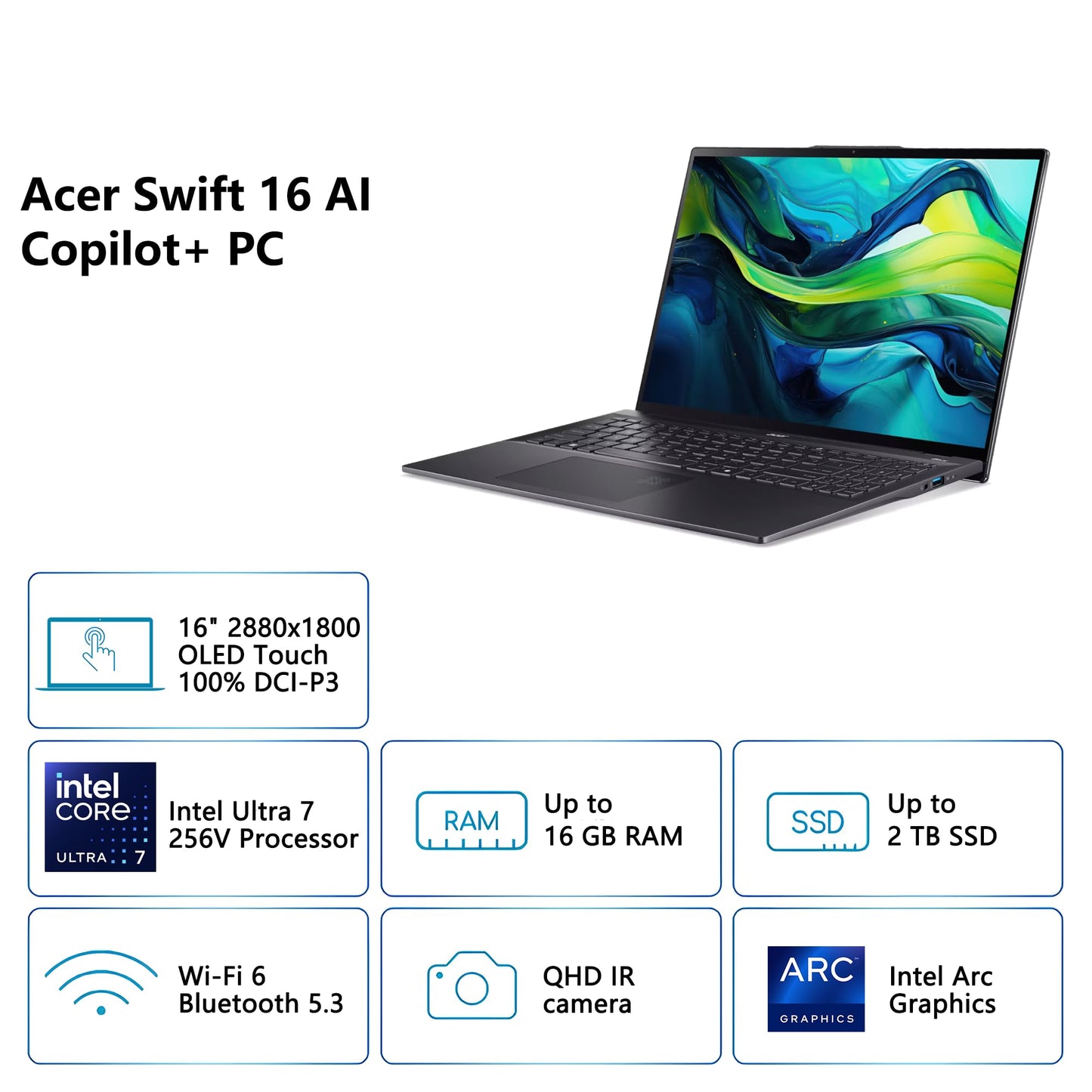 Acer Swift 16 AI PC Laptop (Pantalla 3K OLED / 1TB SSD)
