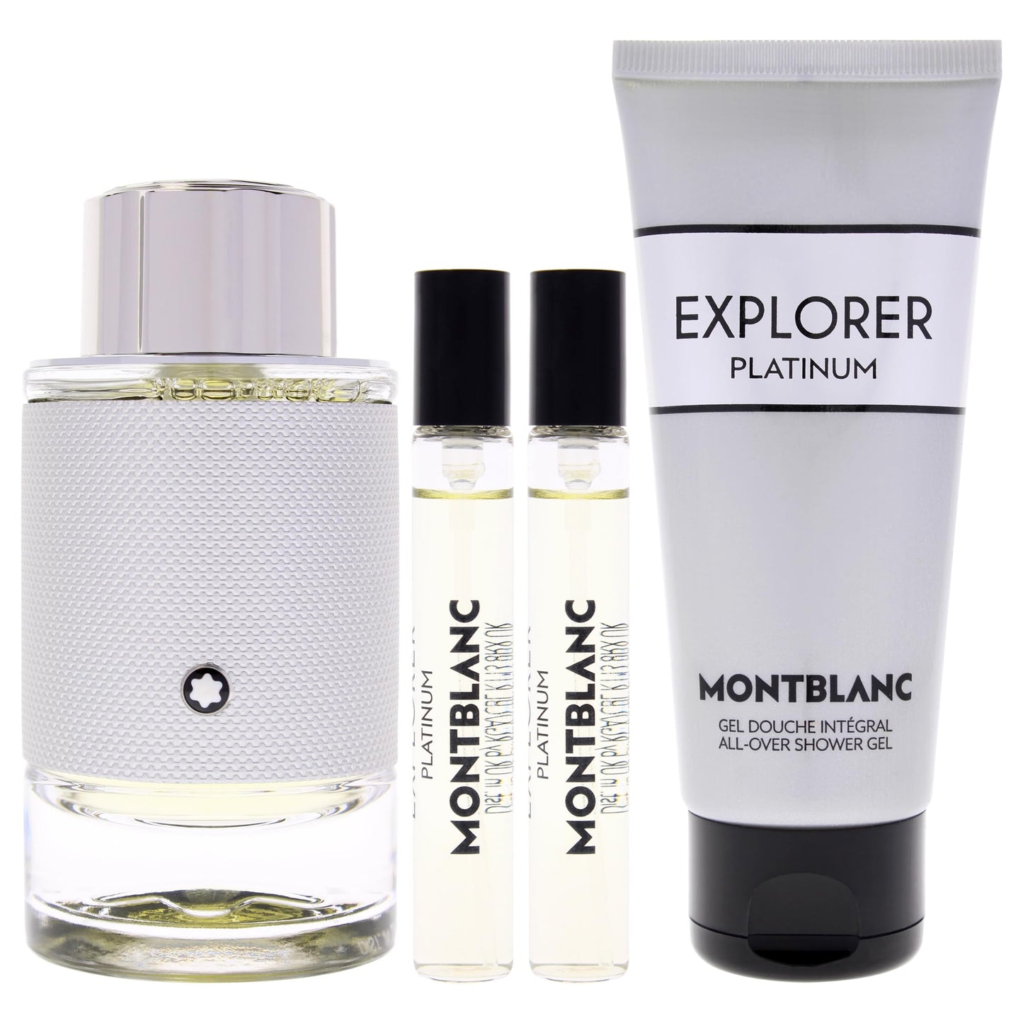 Mont Blanc Set de Regalo Explorer Platinum de 4 Piezas para Hombre (3.3 oz, 2 x 0.25 oz y 3.3 oz / EDP Spray)