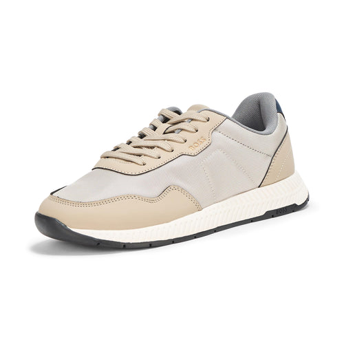 BOSS, Titanium Nylon Blend Laceup Sneakers, Grey Dunes